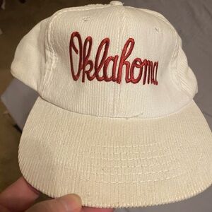 White Oklahoma Cap with Red Embroidery